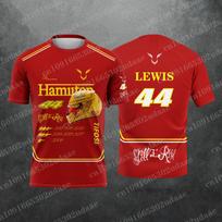 Racing No. 44 Rider Lewis Hamilton   Fan 3D Printed Pattern T-Shirt Men Women Summer Casual Short Sleeve XXS gray