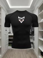 Men's White Wolf/Fox Head Print Compression T-Shirt, Elastic Quick Dry Breathable Gym Workout & Sports Training Top S juoda