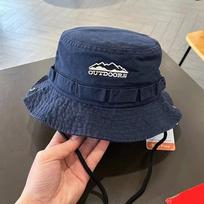 Fashion Mountain Range Embroidery Fisherman Hat Unisex Sun Protection Sunscreen Hats Solid Color Bucket Hat Hiking tamsiai mėlyna spalva
