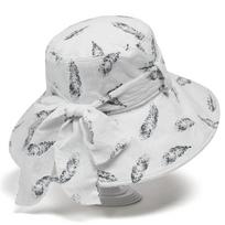 Fashion Foldable Women's Bow Sun Hat Feather Pattern Wide Brim Fisherman's Hat Breathable UV Protection Dome Hat Summer Outdoor balta