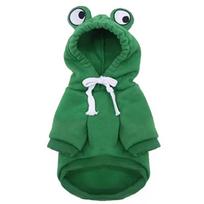Frog Shape Hooded Sweatshirt Pet Dog Cat Coat Winter Warm Cosplay Costume Suitable for Small to Medium Dogs S/M/L Sizes (Green,XS（old）) žalia