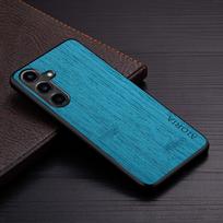 Case for Samsung Galaxy S25 FE Plus Ultra Edge Funda Bamboo Wood Pattern Leather  Phone Cover Luxury for Samsung S25 Ultra Case for Galaxy S25 Plus žalsvai mėlyna