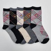 Arnold Palmer Ladies' Diagonal Check Suit Fashion Women's Mid-Calf Socks 5 Pairs 5 pairs (color mix)