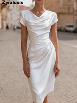 Naujo stiliaus vasarinė su klostėmis suknelė moterims, elegantiška prigludusi bodycon suknelė XXL žalsvai mėlyna