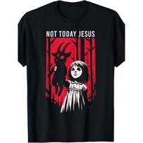 unisex 100% medvilnės karšto štampavimo/spausdinimo marškinėliai100% Pagaminta Amerikoje Ne šiandien Jėzus Šėtonas Goth Juoda Ožka Demonas - unisex Vasaros... S įvairiaspalvis