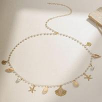 Hot Selling Monolayer Starfish Shell Pendant Hollow Out Alloy Waist Chain Beach Bikini Body Chain
