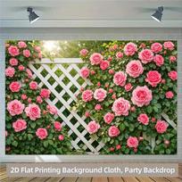 2D Floral Lattice Fence Backdrop 2D Flat Print for Baby Shower & Garden Themed Events 47.2x31.5inch/120*80cm