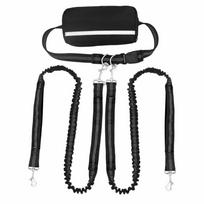 Adjustable Double Dog Leash with Pouch Reflective Stitching Waist Bag Belt Twin Lead for 2 Dogs with Dual Bungees Elastic Strap juoda