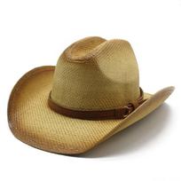 Denim Big Brim Straw Sunshade Cowboy Hat for Seaside Vacation, Men's M（56-58cm） chaki