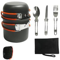 Camping Pots Cookware Set Portable Outdoor Cooking Tableware For Hiking Trekking Picnic Fishing Mountaineering oranžinė