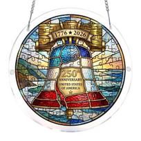 Patriotic Acrylic Puzzle Suncatcher 250th Anniversary Stained Glass Window Hanging Ornament 1776-2026 US Sun