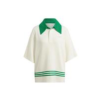 Adidas Originals Trefoil Dryžuotas Apdailos Sportinis Polo Marškinėliai Moteriški Viršutiniai Drabužiai Balti IB2032 XXS white