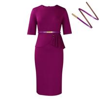 D521 Women's 2024 Summer Solid Color OL Hip African Euro-American Dress M