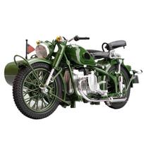 1/10 Alloy Die-cast 750 Tricycle Model, Retro Motorcycle Toys, Simulated Military Enthusiasts Collection Ornaments Gifts žalia