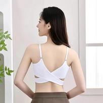Criss-Cross Strap Binder Bra: Minimizes Big Bust, Anti-Shake, Side Buckle, Stylish T-Wrap Design for Students and Sports. XL (115-125 jin) balta