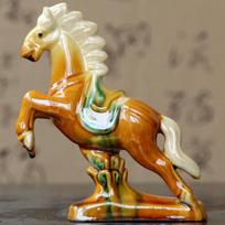 Luoyang Tang Sancai Ceramic Horse Figurine - Six Horses Decoration for Home or Office, Elegant Craft Gift