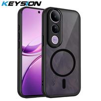 KEYSION Magnetic Phone Case for VIVO V50 Lite Silicone+PC Matte Translucent Clear Shockproof Back Cover for VIVO V50 Lite 5G for VIVO V50 Lite juoda
