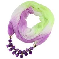 Summer Sunscreen Scarf Gradient Silk Scarf Scarf Resin Necklace Pendant Women's Jewelry Scarf 175cm beige