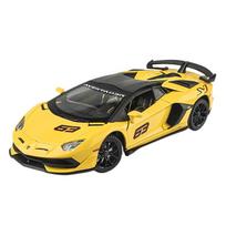 1/24 Lamborghini Aventador SVJ63 Alloy Car Diecasts & Toy Vehicles Car Model Sound and Light Pull Back Car Toys for Kids Gifts geltona