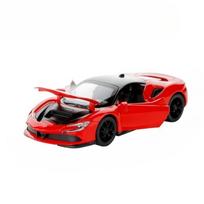 1/32 Ferrari SF90 Spiders Alloy Supercar Model Diecast Metal Vehicles Toy Scale Car Sound and Light Collecties Kids BIrthday Toy Gift raudona
