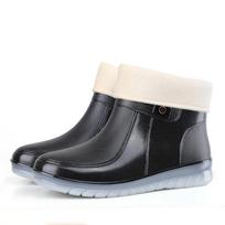 Ladies Fleece Lined Ankle Rain Boots Velcro Waterproof Work Footwear 36 juoda