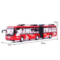 Elektrinis turistinis žaislas Kelio be bėgių autobusas Lydinio keleivinio automobilio modelis Metalo dviejų sekcijų miesto autobuso modelis Garsas Šviesa Vaikų dovanos raudona