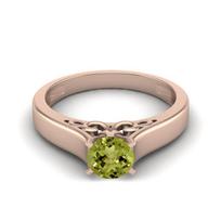 0.70 Ctw Round Peridot 925 Sterling Silver Rose Vermeil Solitaire August Birthstone Women Promise Ring 10 ryškiai rožinė