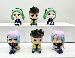 6pcs/set Cute Cyberpunk Lucy Rebecca David Martinez Sit Verrsion Action Figure Toys 5.5cm no box