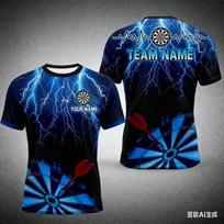 Men's T-shirt, Fashion Customized Dart Club Name T-shirt 3D Fun Printed Sports Equipment Short Sleeved Breathable Casual T-shirt XXS