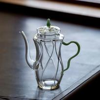 250ml Imitation Song-Dynasty-style Heat-resistant Glass Teapot With Handle Brewing Flower Tea Pot Kungfu Tea Set Tea Maker šviesiai žalios spalvos