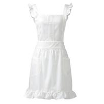 Padavėjos prijuostė Darbinė prijuostė Kepimo prijuostės Virtuvės prijuostė Ruffles prijuostė Padavėjos prijuostė su kišenėmis Padavėjos Cosplay prijuostė Moteriai Normal version white