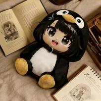 Anime pingvino pliušinis žaislas Mielas Q versijos stalo papuošalas Kompiuterio korpuso dekoracija Dvimatė dekoracija Anime gerbėjams