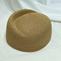 Fashion Straw Material Beret Hat Breathable Vintage Look Hostess Pillbox Hat Fedora Sun Cap Wedding Event chaki