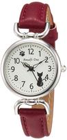 Analog Watch Amalfidia Waterproof Leather Strap Cat White Dial Red [Arias] WW20022A-157 Women's
