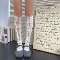 Y2K Spice Girls Leg Warmers Lace Knee High Socks New Lolita Stockings  JK White-M