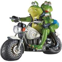 Garden Sculpture Funny Frogs Couple on Motorcycle Statues, Statue Garden Art Figurines for Outdoor Yard Patio Decoration žalia