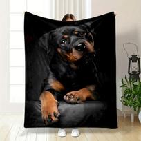 Patrón de dibujos animados de Rottweiler - Manta de franela - cálida y suave, adecuada para cama, oficina, hogar, sofá de 75cmx90cm