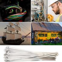 100pc Stainless Steel Cable Ties Self-Locking Metal Wire Ties Heat Resistant Rustproof Durable Bundling Straps for Industrial Use One Size