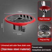 Stainless Steel Shower Floor Drain Round Anti-odor Fast Drainage Floor Drain with Grid Grate Cover Insectproof Sink Strainer