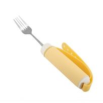 Anti Drop Metal Main Anti Tremor Fork Anti Shake No Grip Force Adaptive Fork Silicone Handle Non Slip Aid Fork Self Feeding geltona
