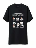 6 Things I Do In My Spare Time Farmer Cow Print Stuff T Shirt Black Medium Vintage Washed Fashion Stylish Top For Everyday Wear S įvairiaspalvis