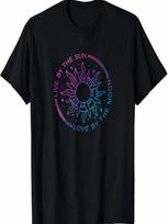 Live By The Sun Love By The Moon Wicca Pagan Solstice T-Shirt S įvairiaspalvis