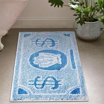 Faux Cashmere Coin Pattern Rug Non-Slip 40 * 60cm Absorbent Carpet Stain Resistant Bathroom Rugs Bedroom Living Room Bedside Rug mėlyna