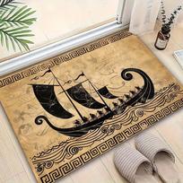 Greek Vase Ship Rug Flannel Soft Kids Carpet Ancient Ocean Print Bedroom Kitchen Floor Mat Anti Slip 40x60cm