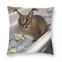 Big Floppa Cash Pillowcase Polyester Linen Velvet Creative Zip Decorative Bed Cushion Cover Wholesale 30x30cm
