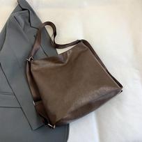 Textured Oily Skin Large Capacity Lazy Wind Soft Surface Solid Color Retro Casual Commuting Single Shoulder Underarm Tote Bag Women