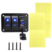 Skaitmeninis voltmetras 4 jungiklių svirtelės svirtinis jungiklis vandeniui atsparus 12V/24V dvigubas USB prievadas automobiliui jachtai LED jungiklių skydelis + lipdukas (2+1) 3 digits mėlyna