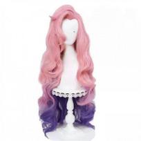 Seraphine Cosplay perukas LoL KDA Cosplay Laisvi banguoti žali su violetiniais ir rožiniais mišiniais Šilumai atsparūs sintetiniai plaukai Žaidimų perukai + peruko kepuraitė One Size