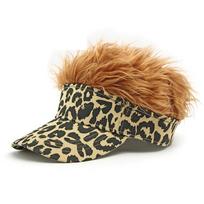 Men's Leopard Print Wig Cap Women's Baseball Cap chaki