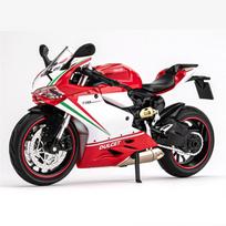 1/12 Ducati 1199 Panigale lydinio lenktyninio motociklo modelis lieto metalo žaislas gatvės sportinio motociklo modelis garsas ir šviesa vaikiška dovana balta/raudona